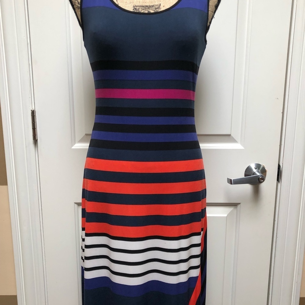 ♥️ Calvin Klein Striped Maxi Dress Size 2 - Picture 7 of 10
